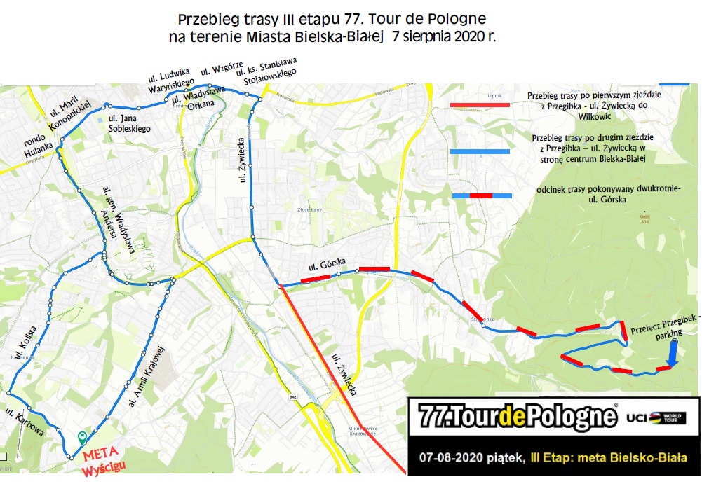 Przebieg trasy III etapu 77. Tour de Pologne 